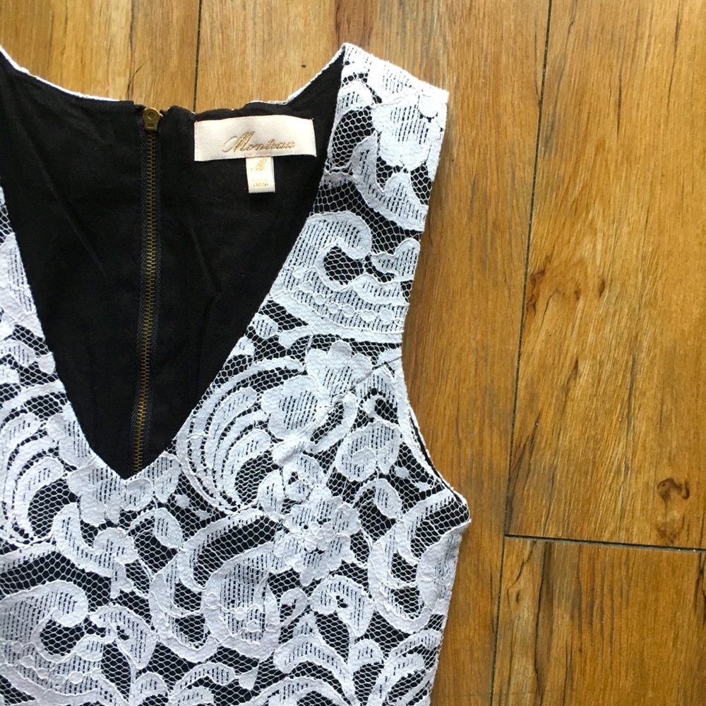 EUC MONTEAU White Lace Sleeveless Skater Mini Dress